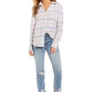 Free people Loveland plaid button down shirt sz L